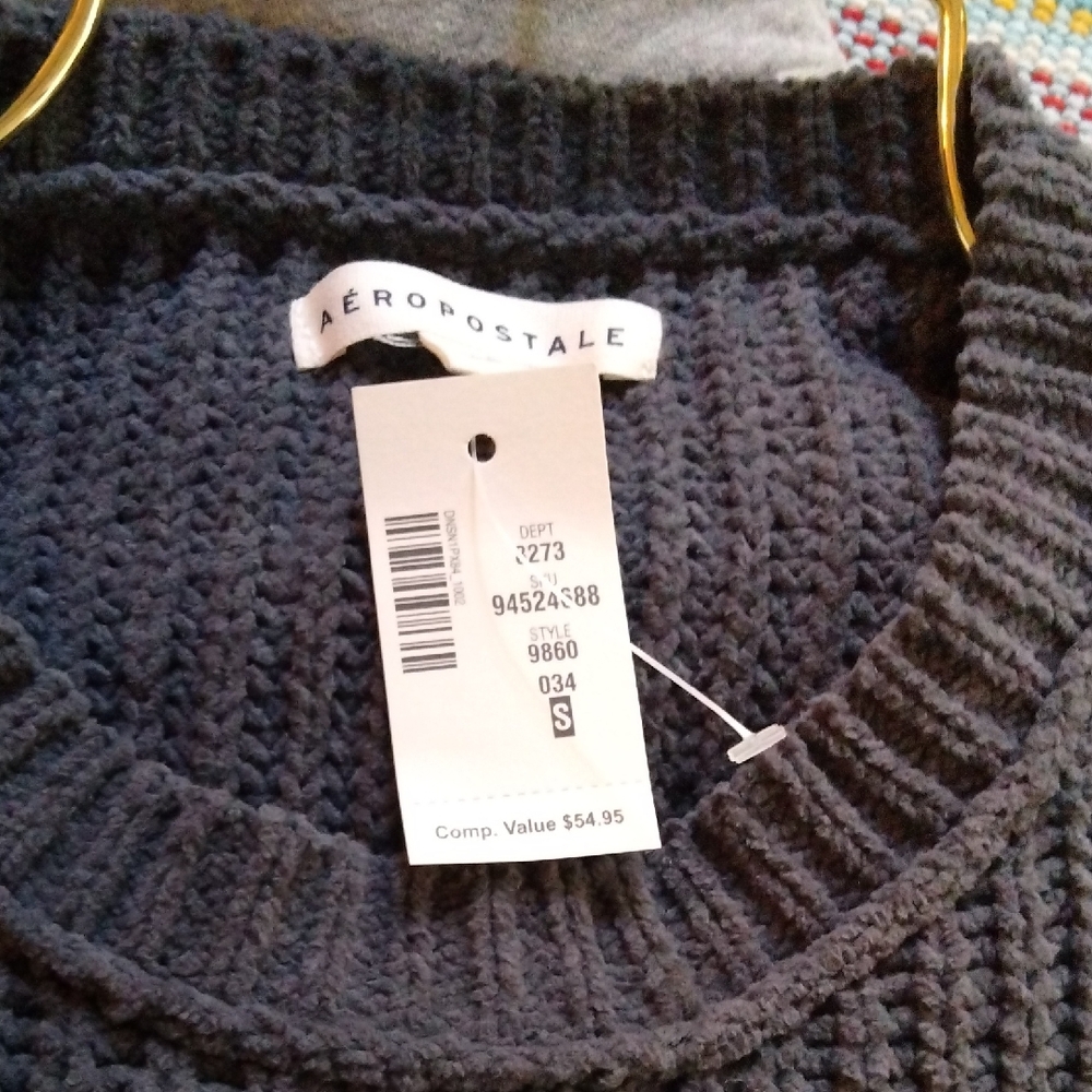 Aeropostale Women's Charcoal Crew Neck Sweater